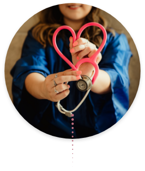 nurse making a heart out of a stethoscope